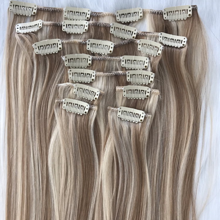 Best balayage piano mixed color double drawn clip in hair extensions 120g yj301